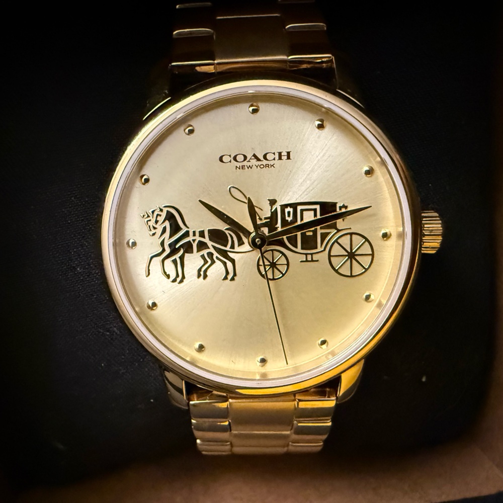 Coach Gold Watch with Carriage Design
